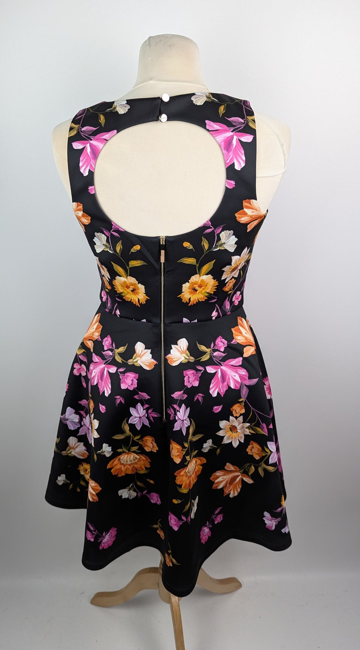Ted Baker Cut Out Skater Dress - Black / Multi