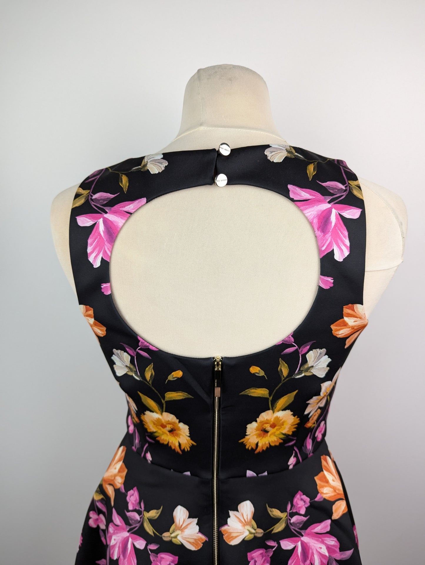Ted Baker Cut Out Skater Dress - Black / Multi