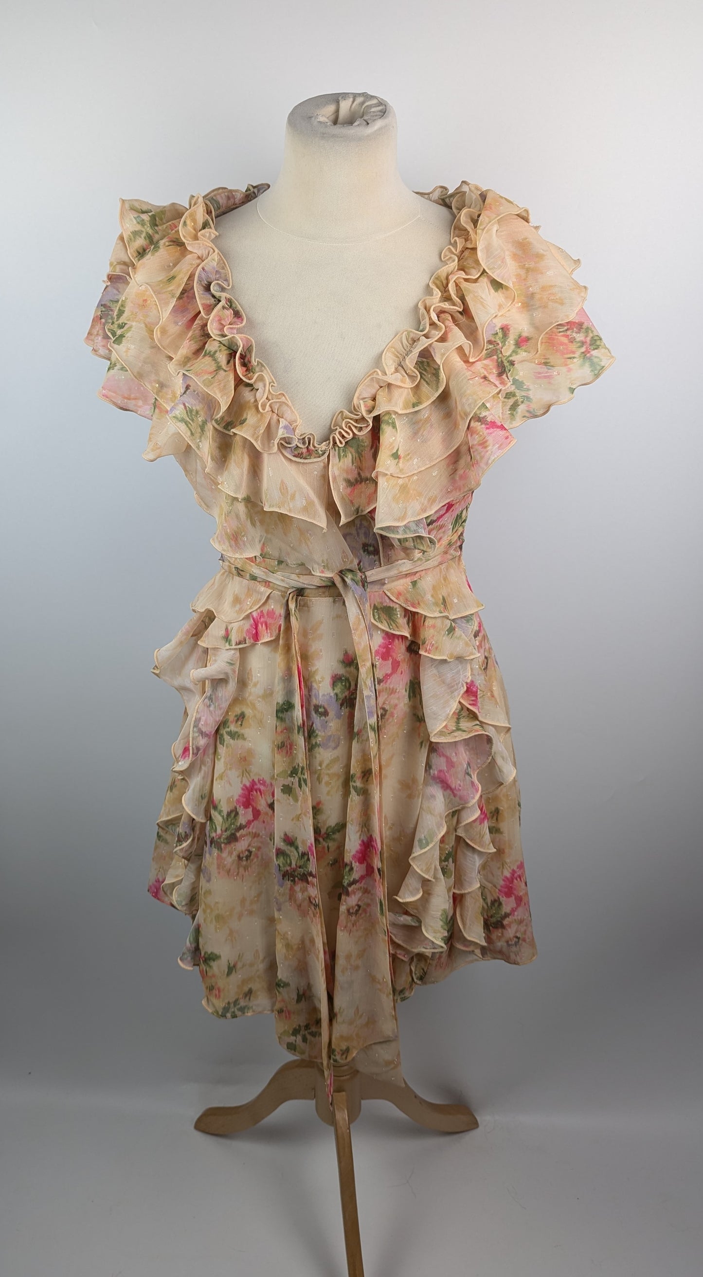 TED BAKER Ammiah Frill Sleeve Floral Mini Dress -Yellow / Multi