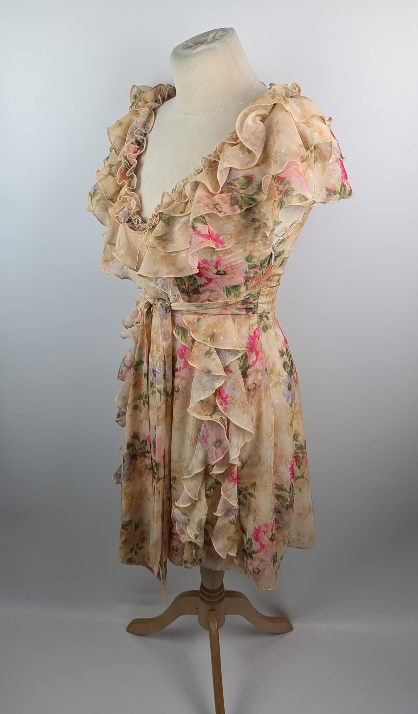 TED BAKER Ammiah Frill Sleeve Floral Mini Dress -Yellow / Multi