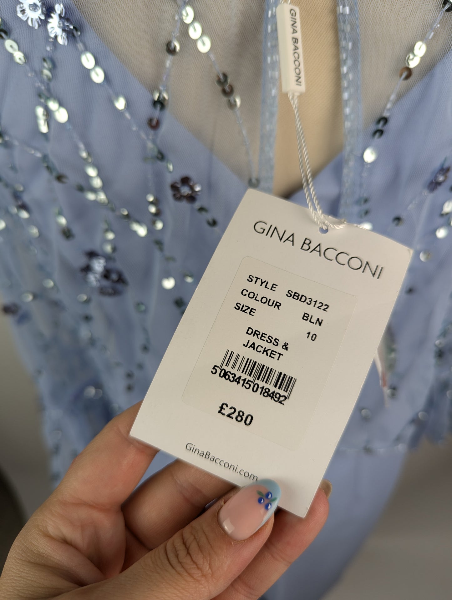 Gina Bacconi Pippa Beaded Jacket Crepe Shift Dress - Blue