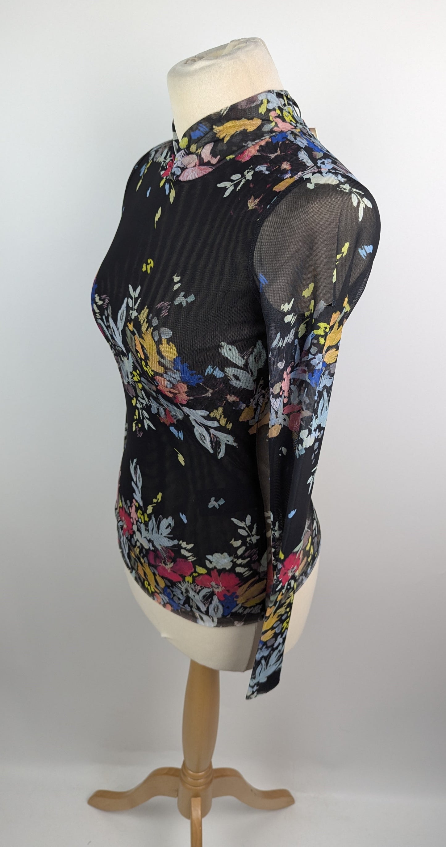 Ted Baker Women's Amandha Printed Mesh Long Sleeve Top - Black / Multi