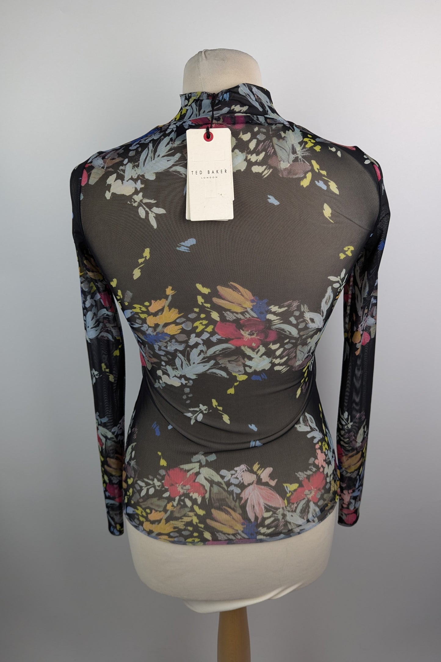 Ted Baker Women's Amandha Printed Mesh Long Sleeve Top - Black / Multi