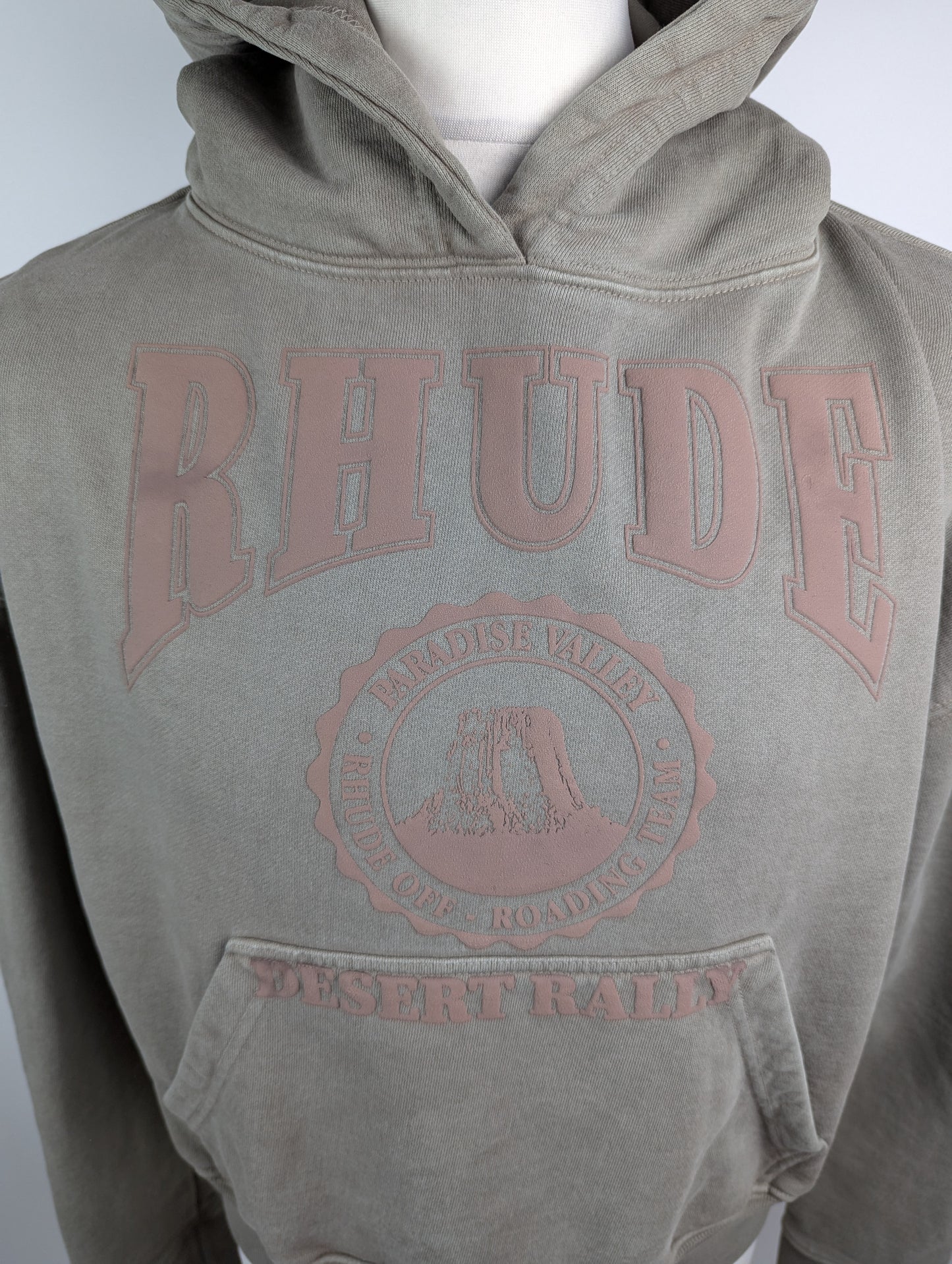 RHUDE Cropped Desert Valley Hoodie Mens - Elephant Green