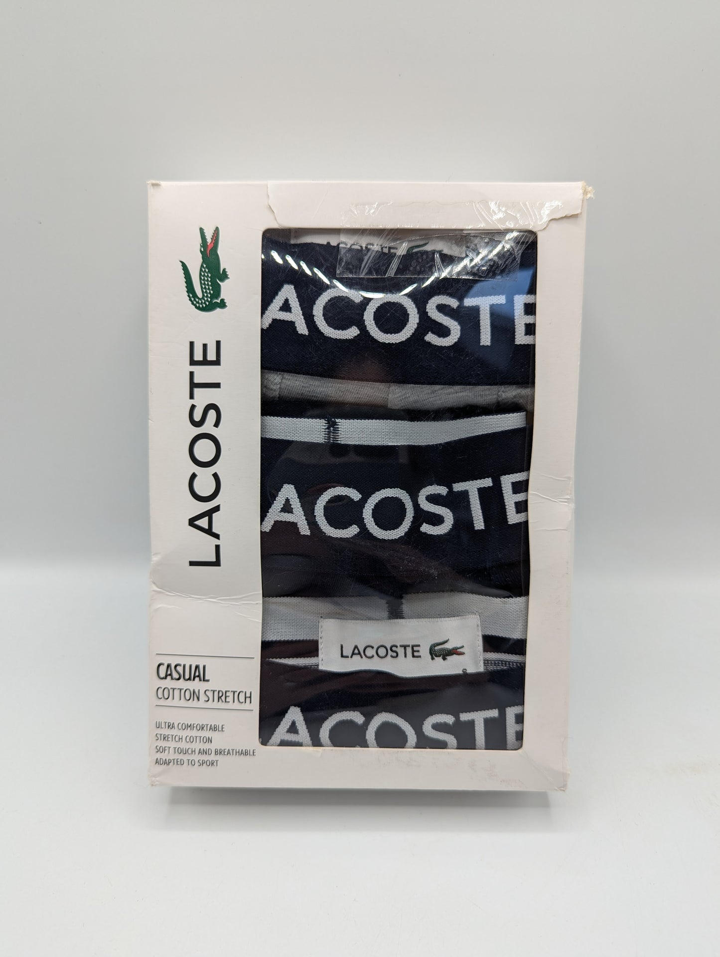 Lacoste 3 Pack of Logo Trunks Mens - Grey / Navy
