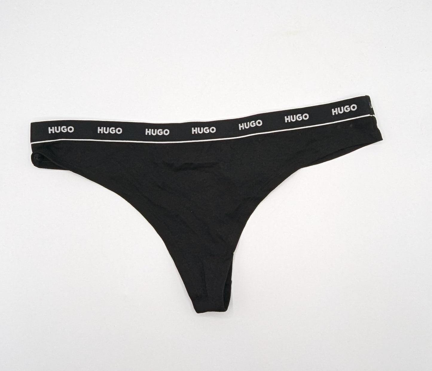 Hugo X2 Stretch Cotton Thong - Black / White
