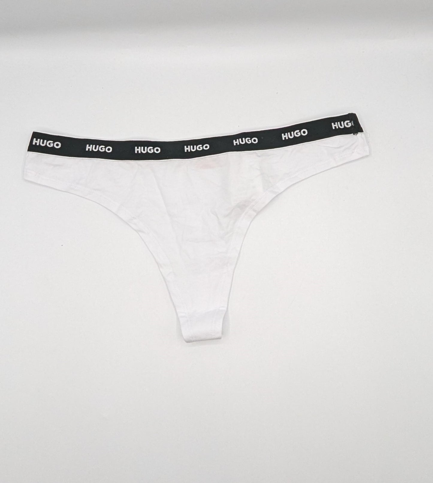 Hugo X2 Stretch Cotton Thong - Black / White
