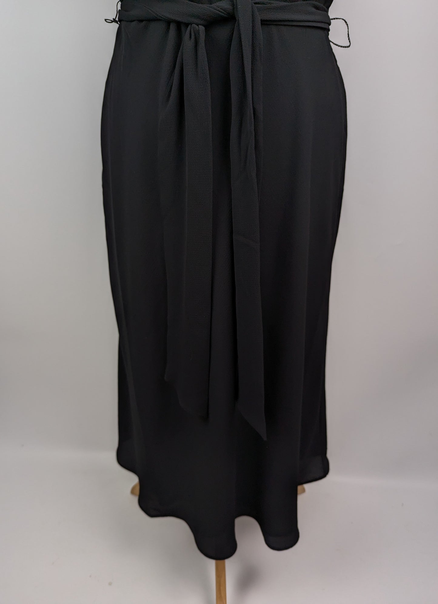 Lauren by Ralph Lauren Belted Crepe Sleeveless Dress - Black