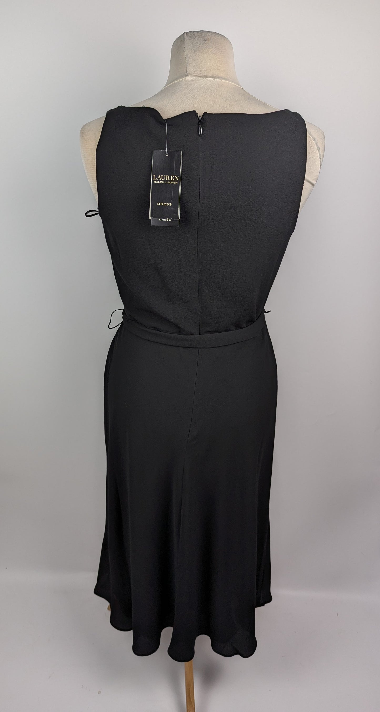 Lauren by Ralph Lauren Belted Crepe Sleeveless Dress - Black