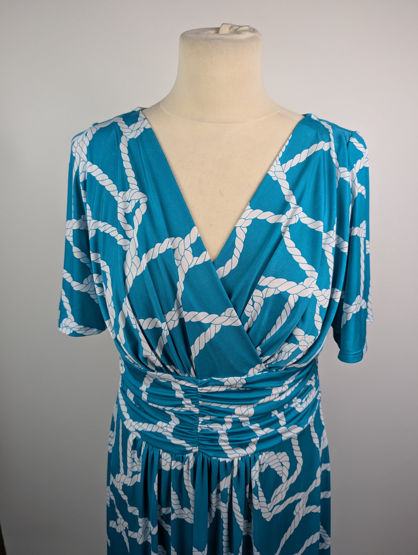 Gina Bacconi Maylin Jersey Dress - Blue / White