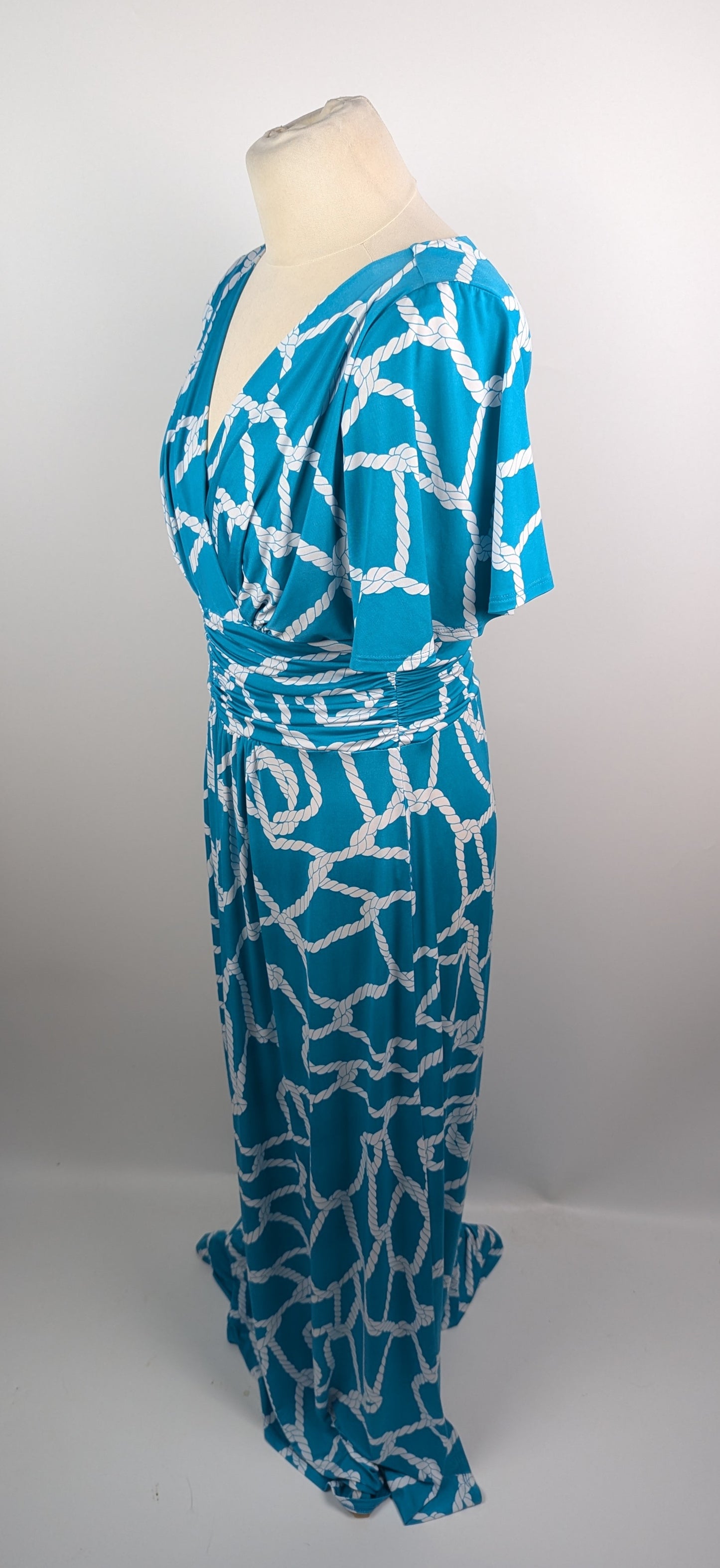 Gina Bacconi Maylin Jersey Dress - Blue / White