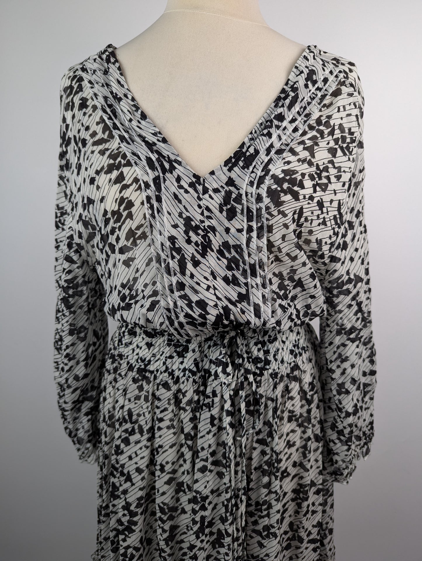 Boss Dellima Womens Maxi 3/4 Sleeve Dress - Black / White