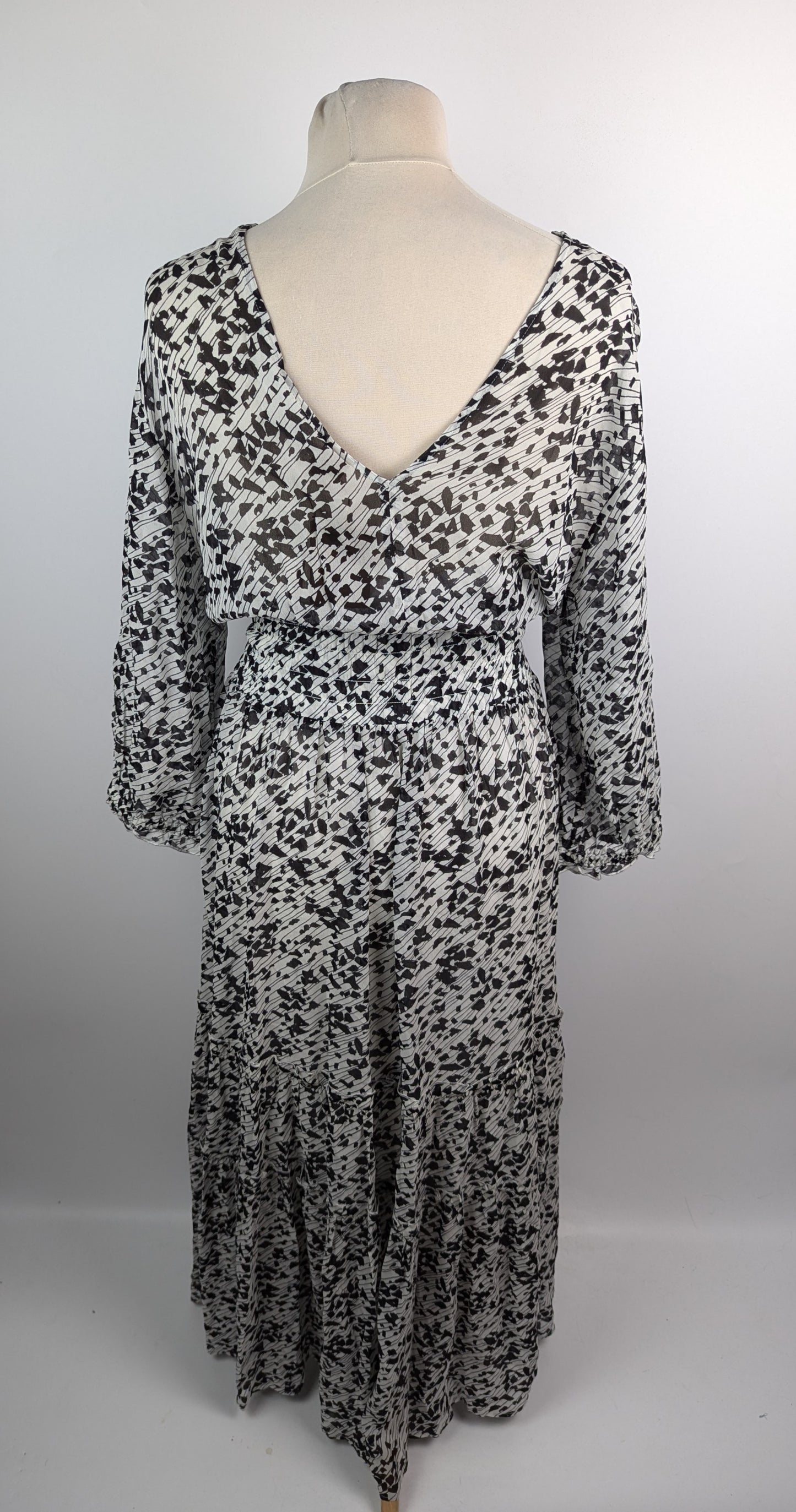 Boss Dellima Womens Maxi 3/4 Sleeve Dress - Black / White