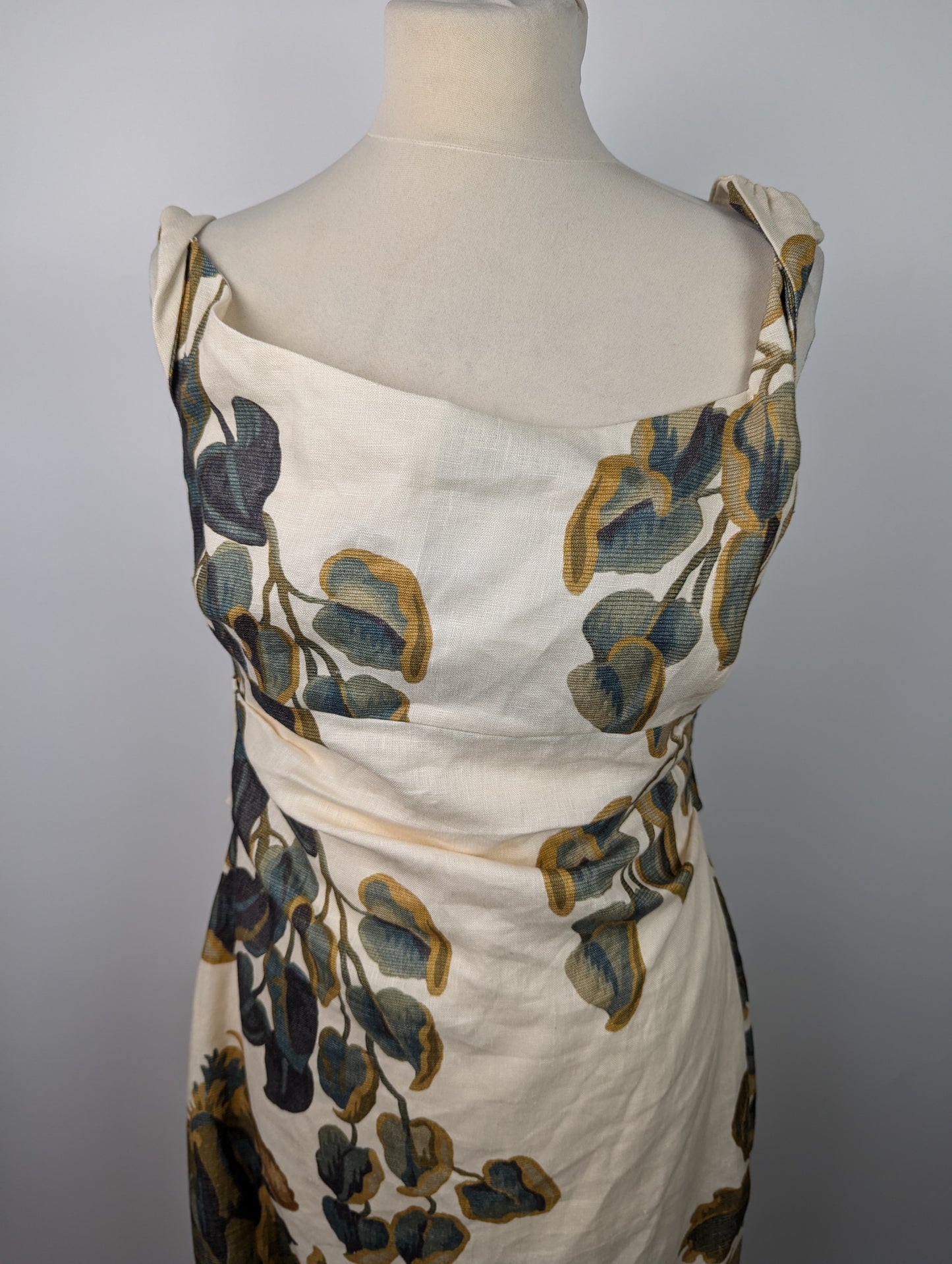 SIR Evalita Twist Flower-Print Linen Midi Dress - Beige / Browns
