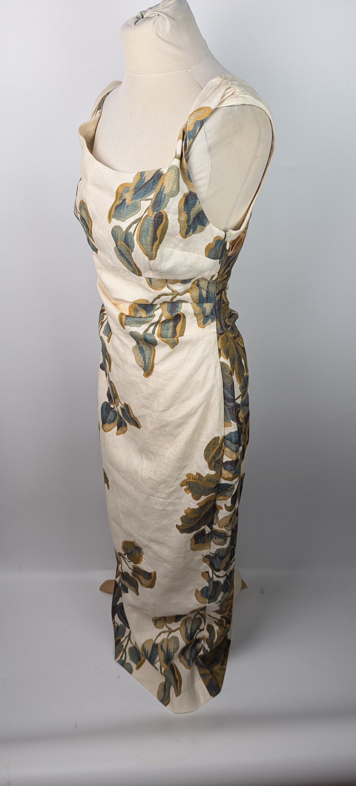 SIR Evalita Twist Flower-Print Linen Midi Dress - Beige / Browns