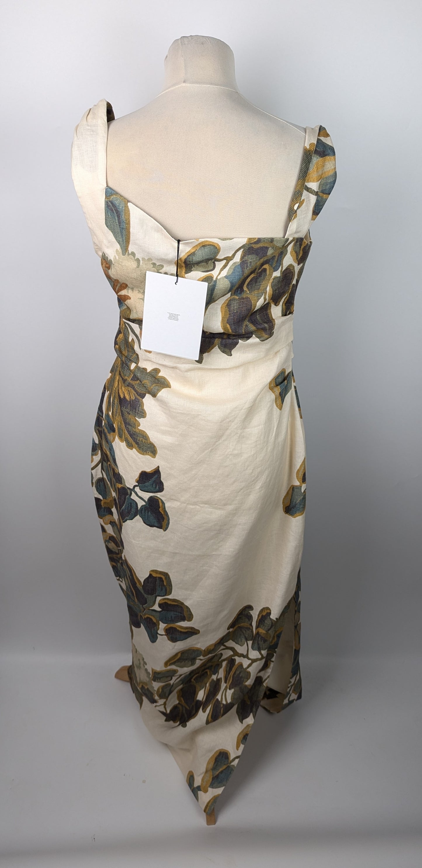 SIR Evalita Twist Flower-Print Linen Midi Dress - Beige / Browns