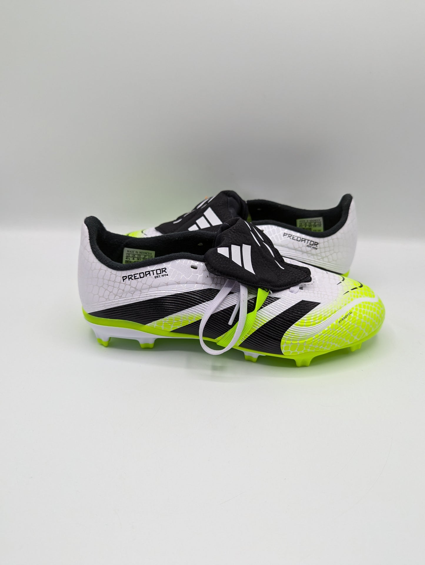 Adidas Predator League Fold-Over Tongue Junior Firm Ground Football Boots - White/Black/Lemon