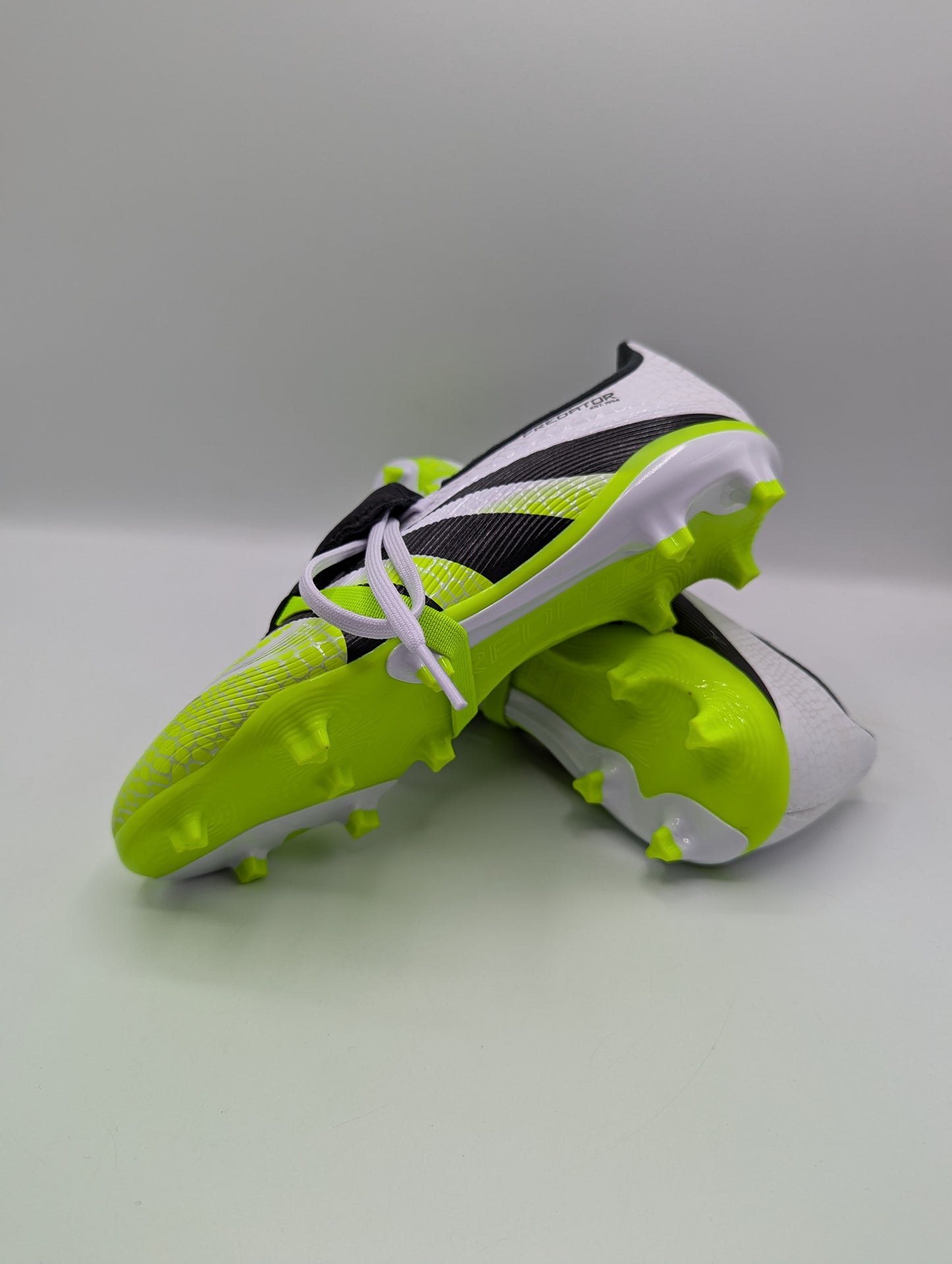 Adidas Predator League Fold-Over Tongue Junior Firm Ground Football Boots - White/Black/Lemon