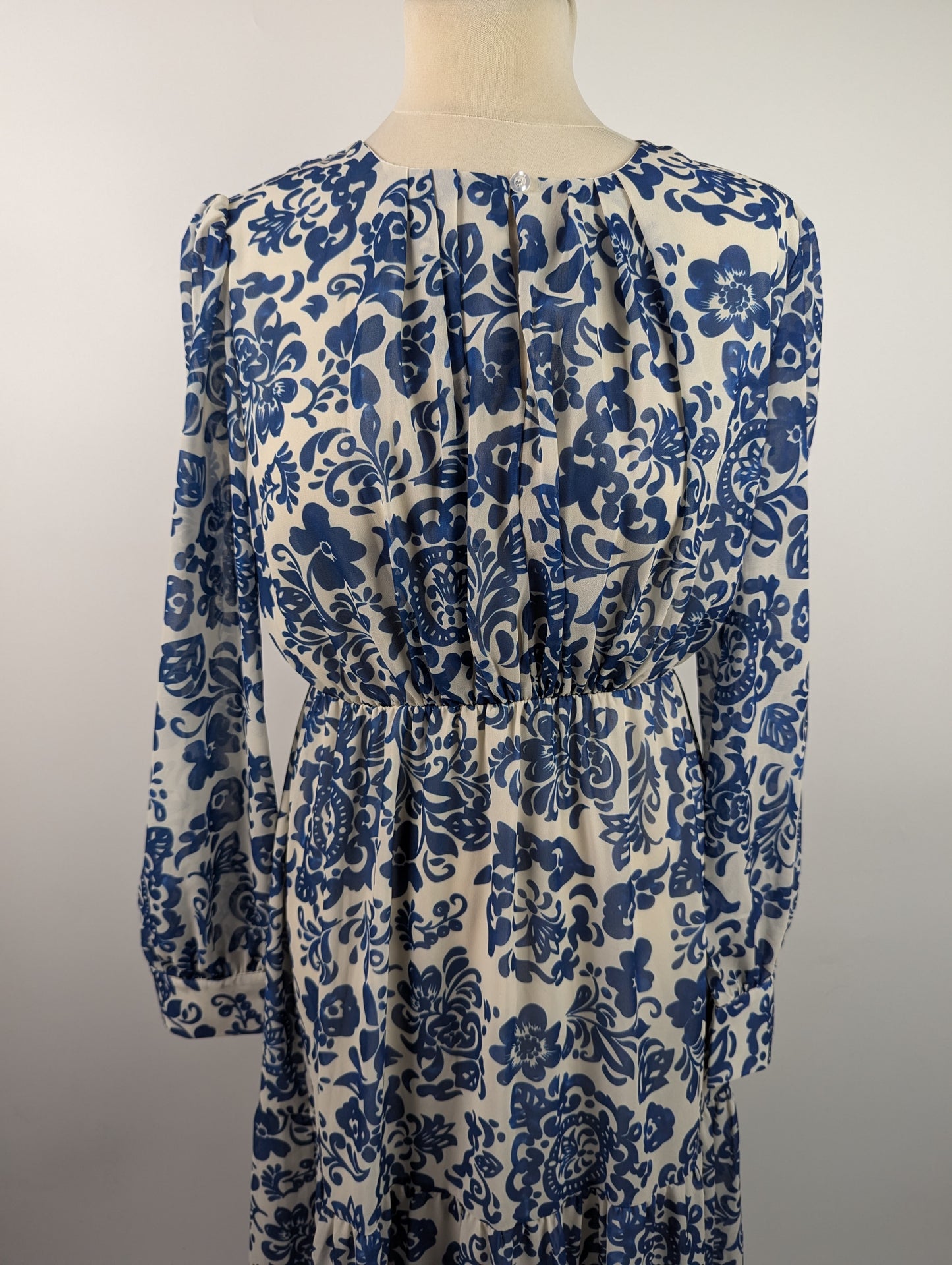 Gina Bacconi Jojo long sleeve dress - Blue / White