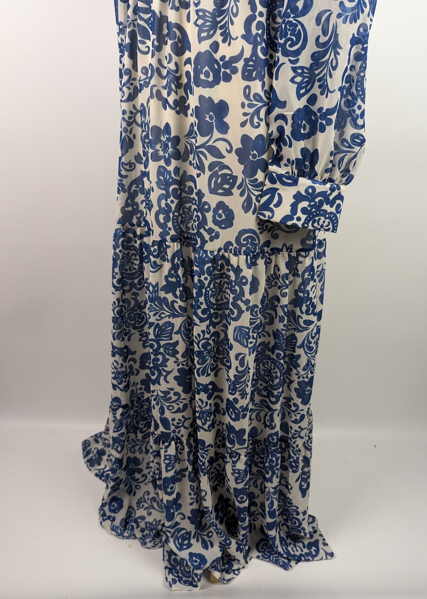 Gina Bacconi Jojo long sleeve dress - Blue / White