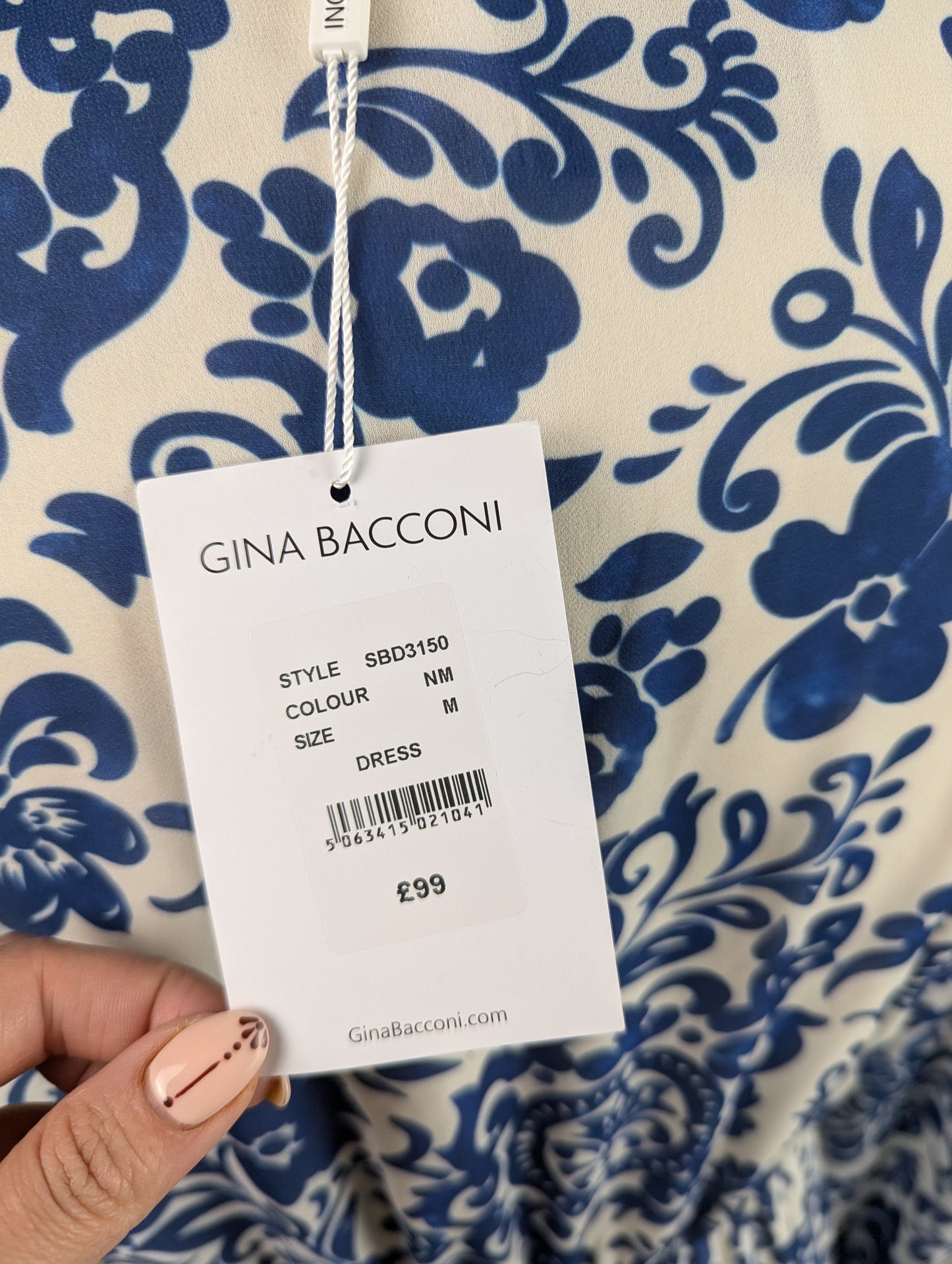 Gina Bacconi Jojo long sleeve dress - Blue / White