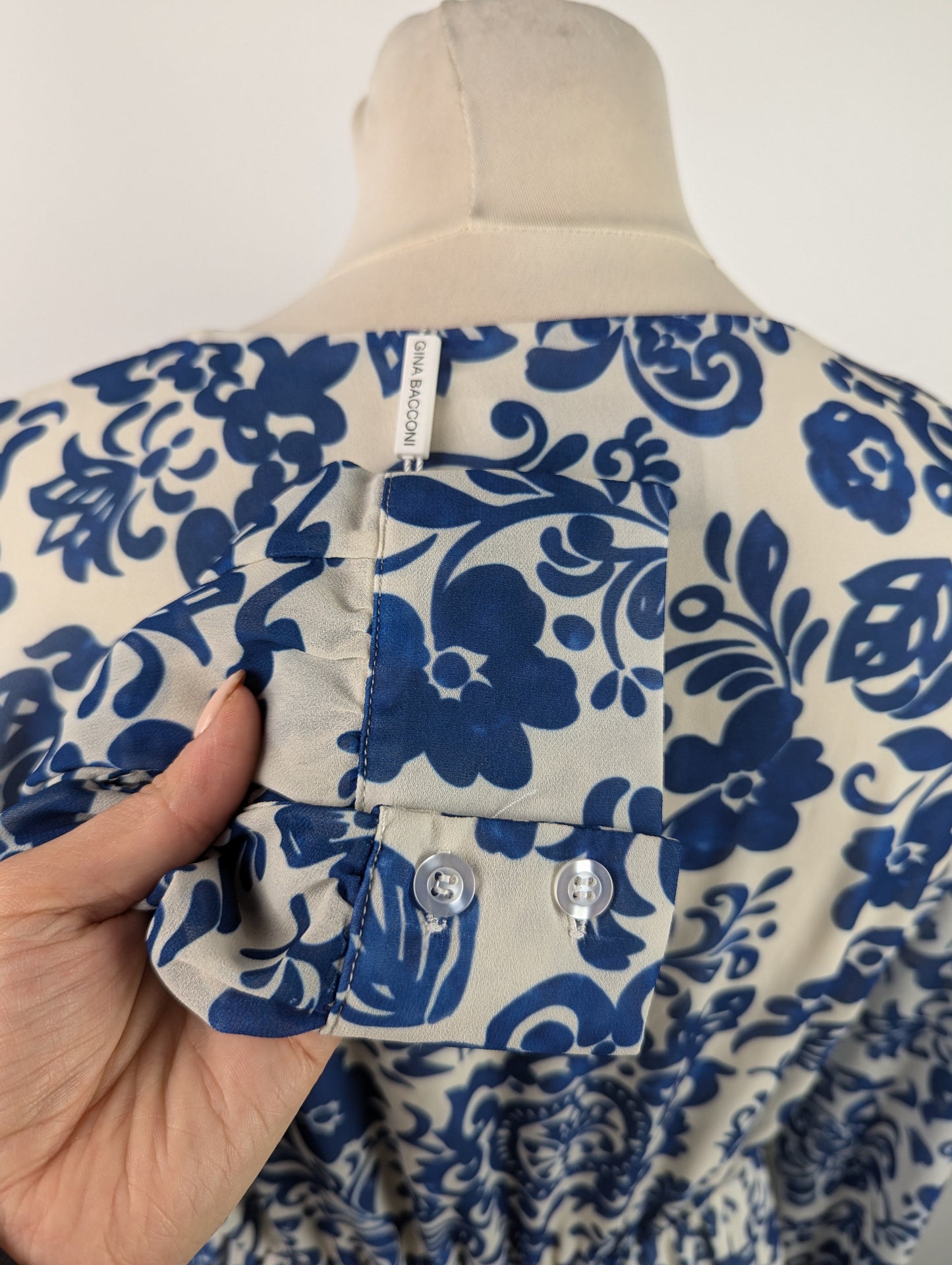 Gina Bacconi Jojo long sleeve dress - Blue / White