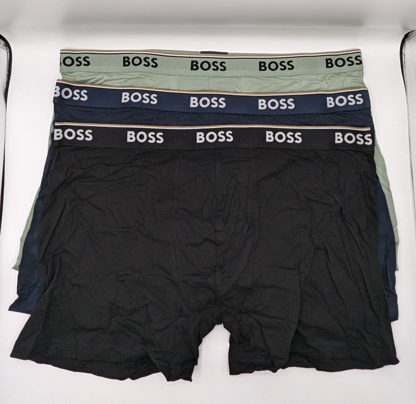 BOSS 3 Pack Power Boxer Shorts - Black / Navy / Green
