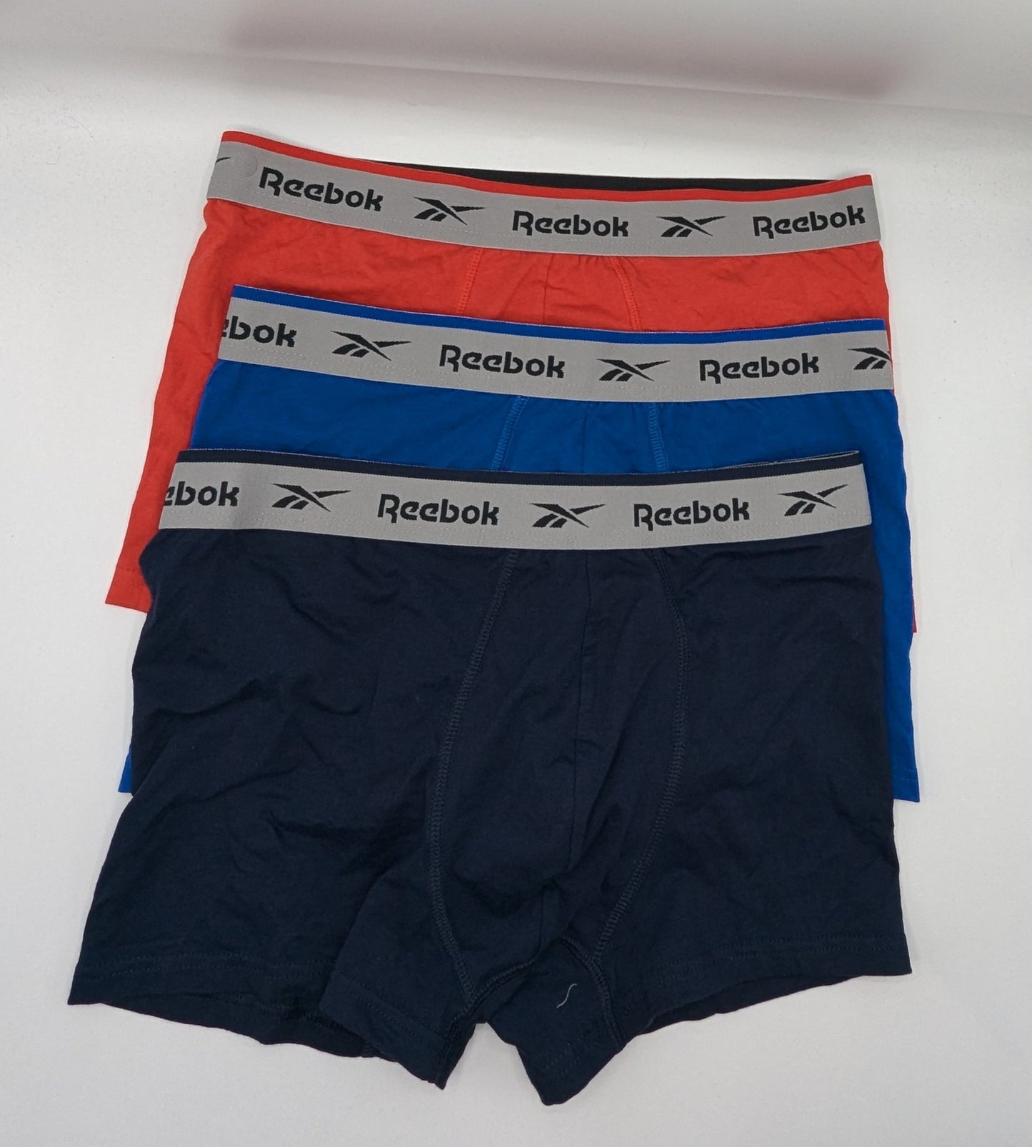 Reebok 3 Pack Everyday Mens Trunks - Red / Black / Blue