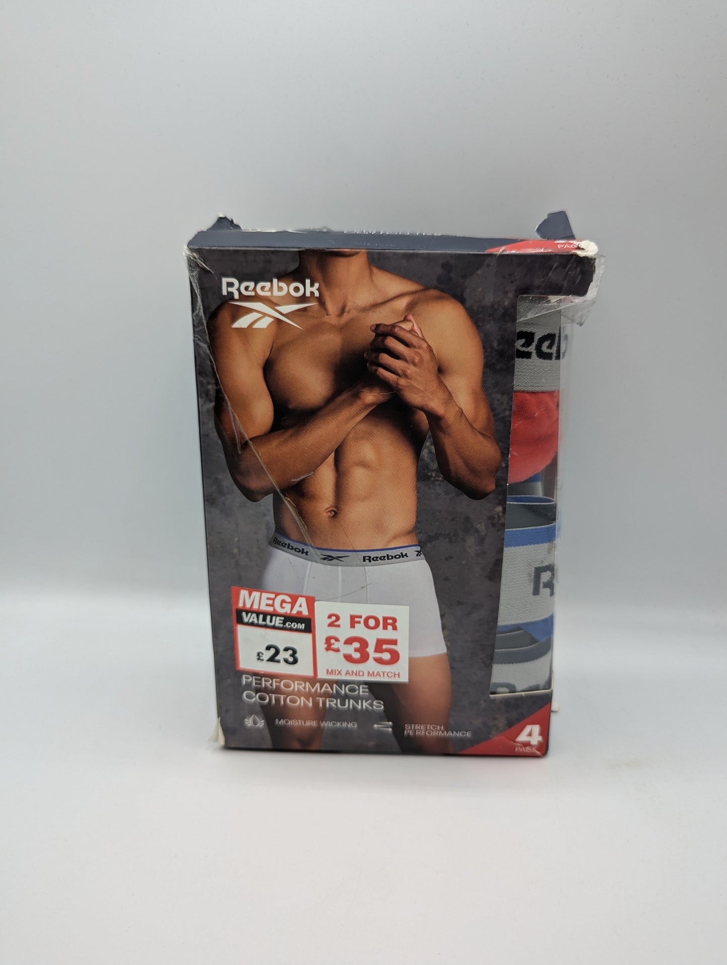 Reebok 3 Pack Everyday Mens Trunks - Red / Black / Blue