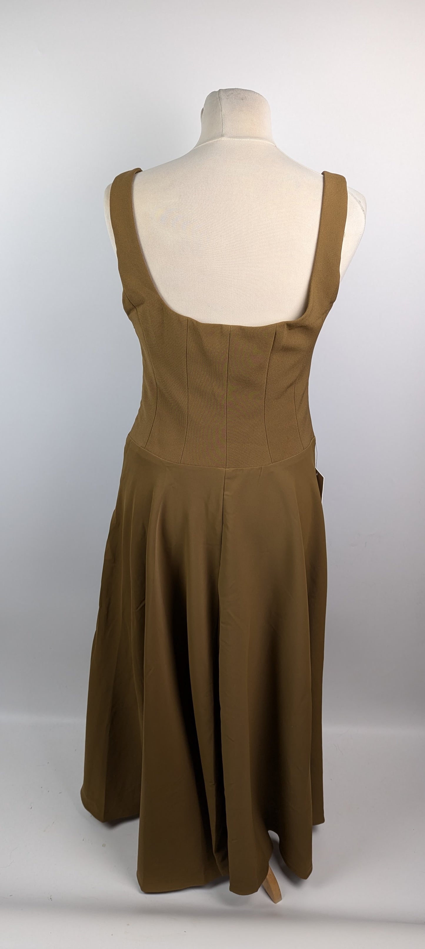 Odd Muse The Ultimate Muse High Waist Square Neck Midi Dress - Olive