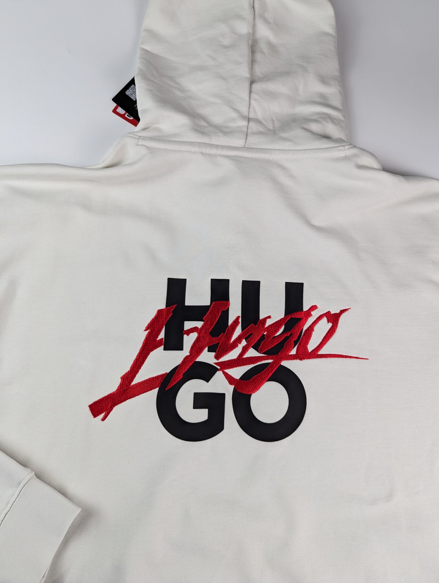 Hugo Dlogolong Mens Logo Hoodie - Off White