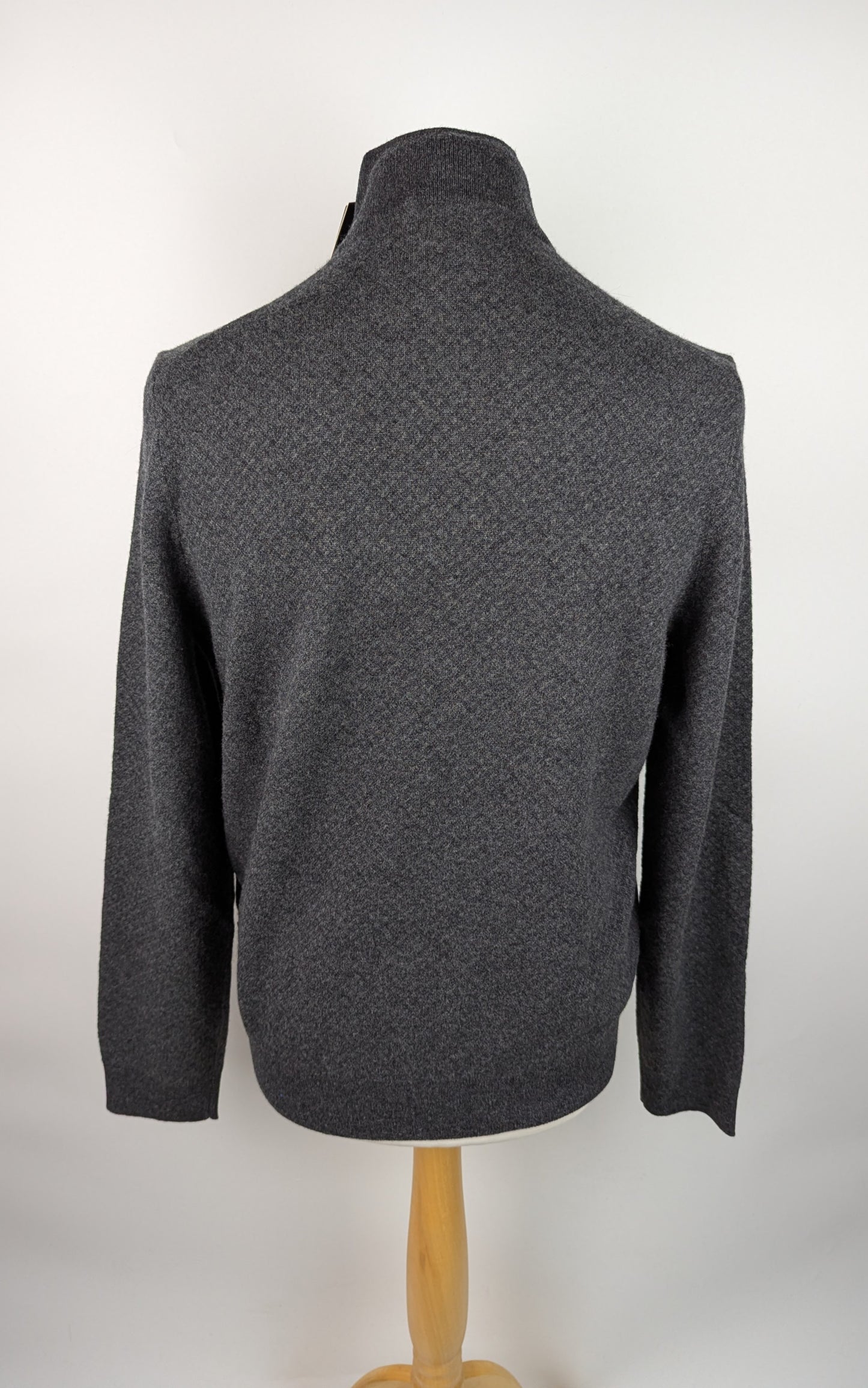 Boss Men's HEltorino Quarter-Zip Knitted Cotton Sweater - Dark Grey