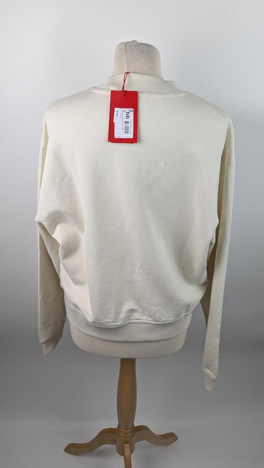Hugo Stack Womens Logo Crew Neck Sweater - Off White