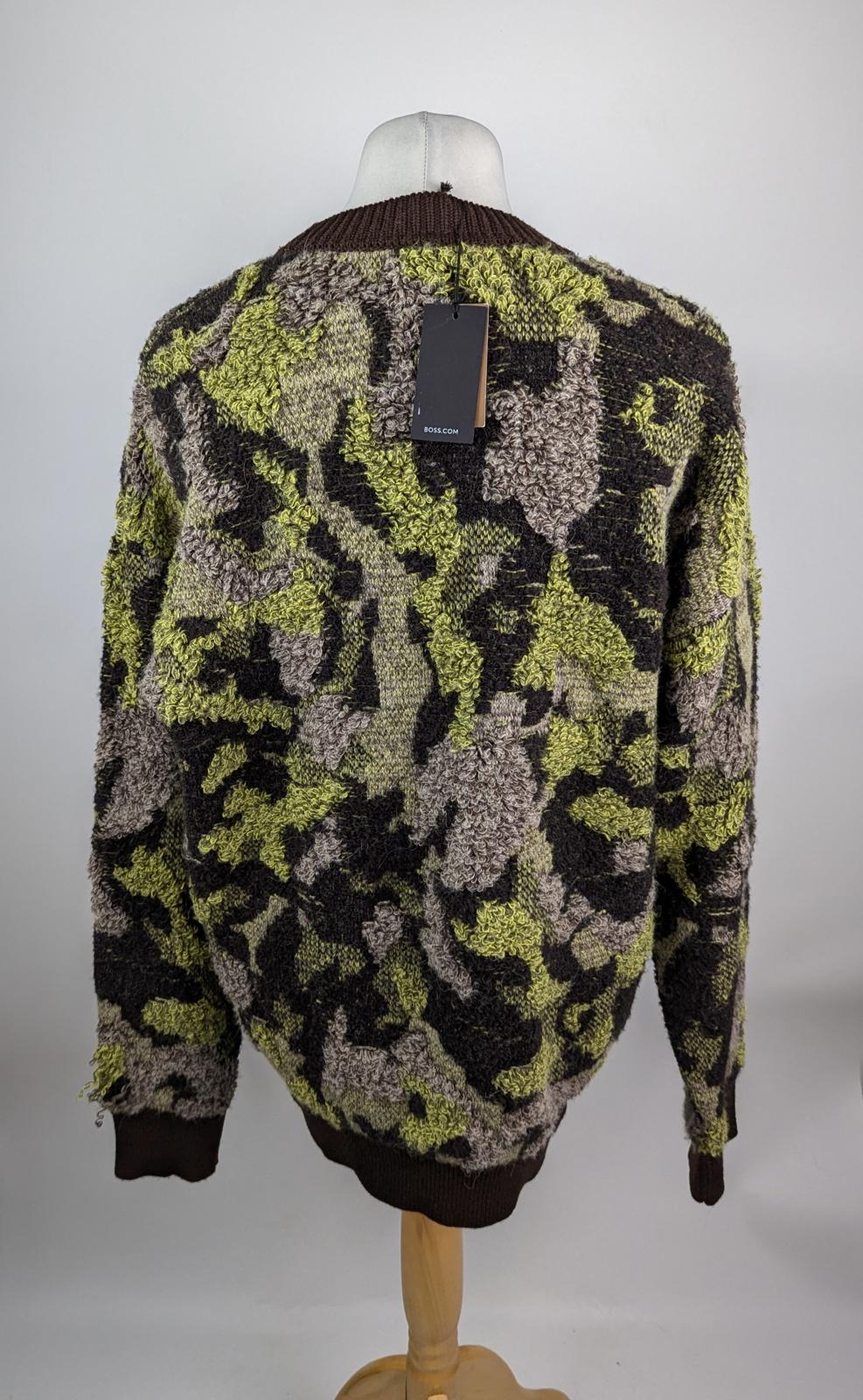 Boss Meloy Relaxed Fit Long Sleeve Sweater Jumper - green / brown
