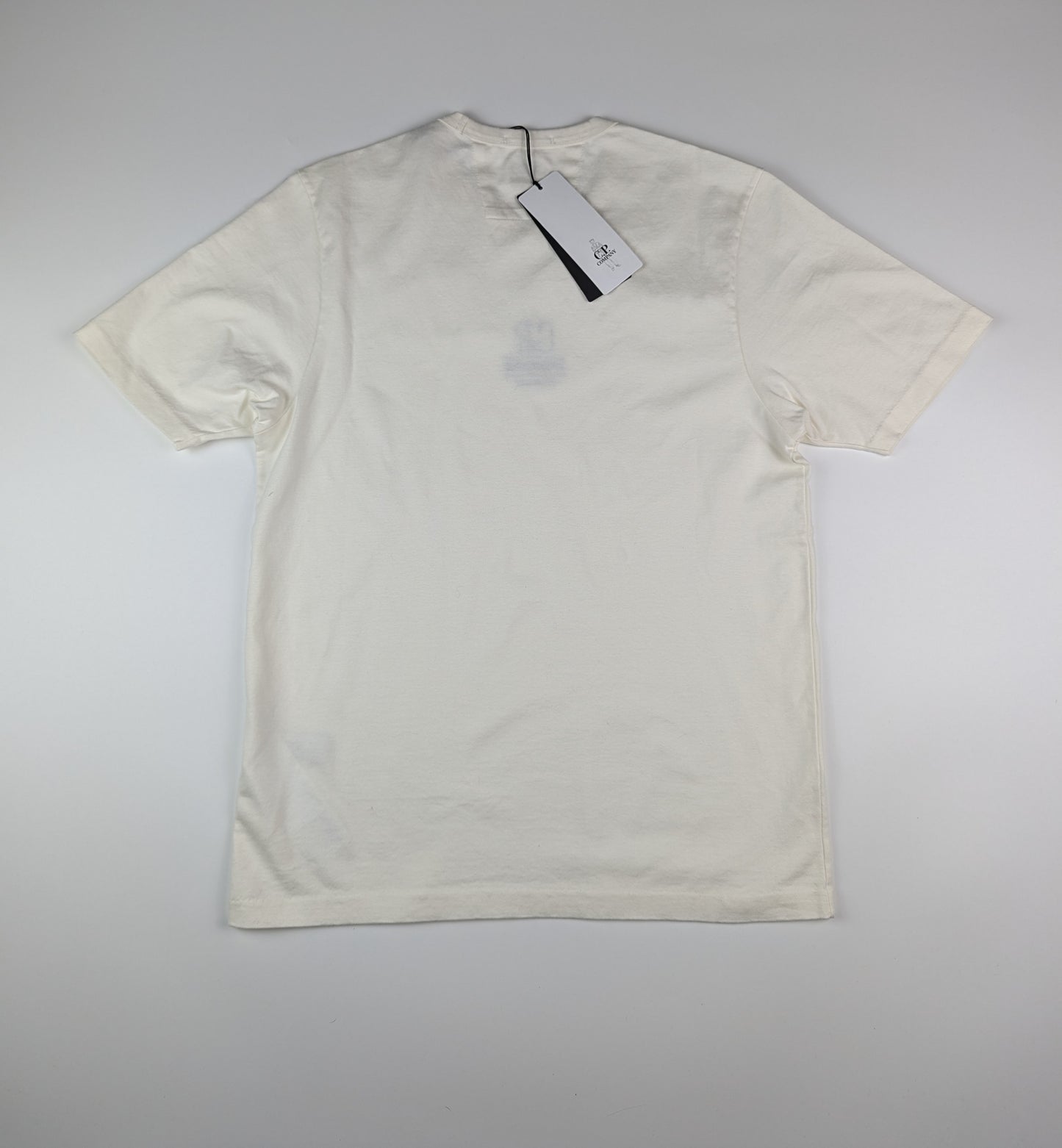 C.P. Company Mens Mercerized 30/2 Jersey Twisted Small Logo T-Shirt - White