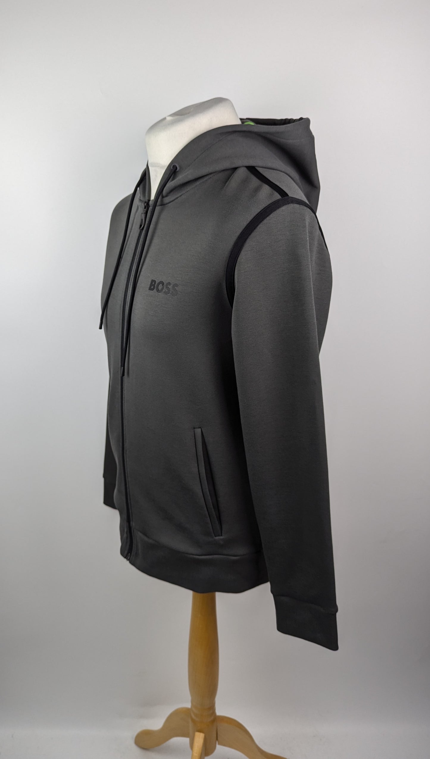Boss Mens Saggy Tape X Zip-up Hoodie - Dark Grey