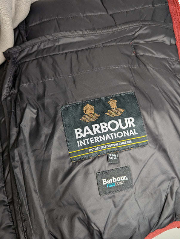 Barbour International Boys Ouston Hooded Quilted Jacket - Red