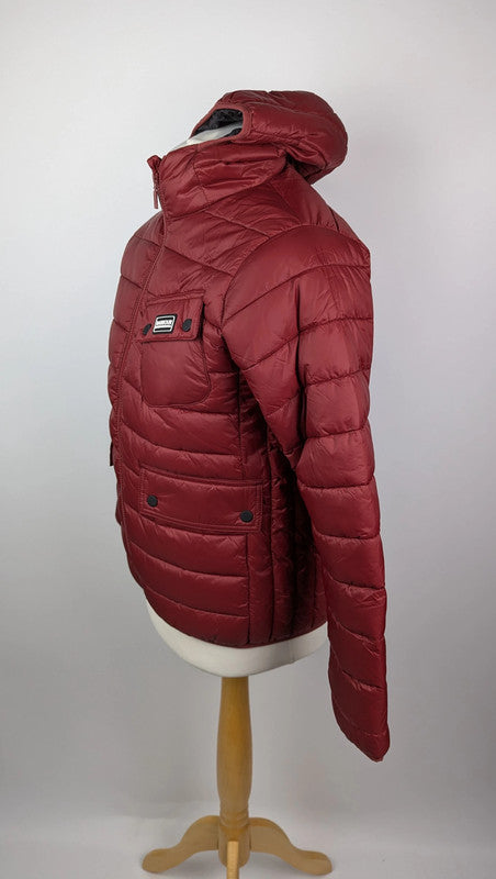 Barbour International Boys Ouston Hooded Quilted Jacket - Red