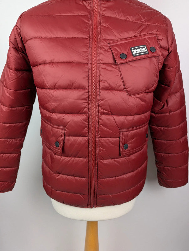 Barbour International Boys Ouston Hooded Quilted Jacket - Red