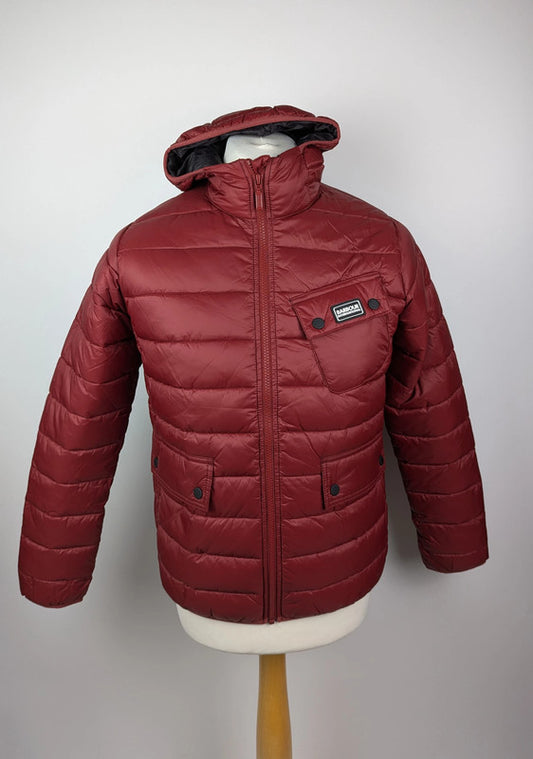 Barbour International Boys Ouston Hooded Quilted Jacket - Red