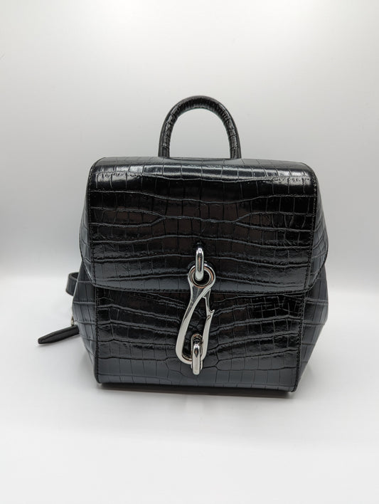 alexander wang hook mini croc effect leather backpack Backpack, White/Silver Adorned with silver Attica Soft Mini Backpack Crossbody