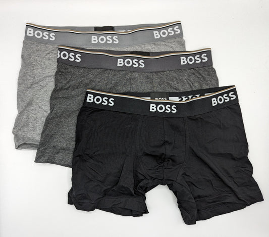 BOSS 3 Pack Boxer Long Shorts - Black/White/Grey