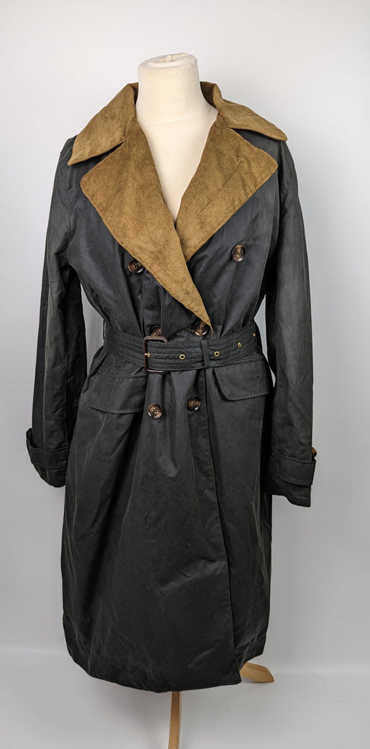 BARBOUR Womens Simone Wax Jacket - Black/ Sage Tartan
