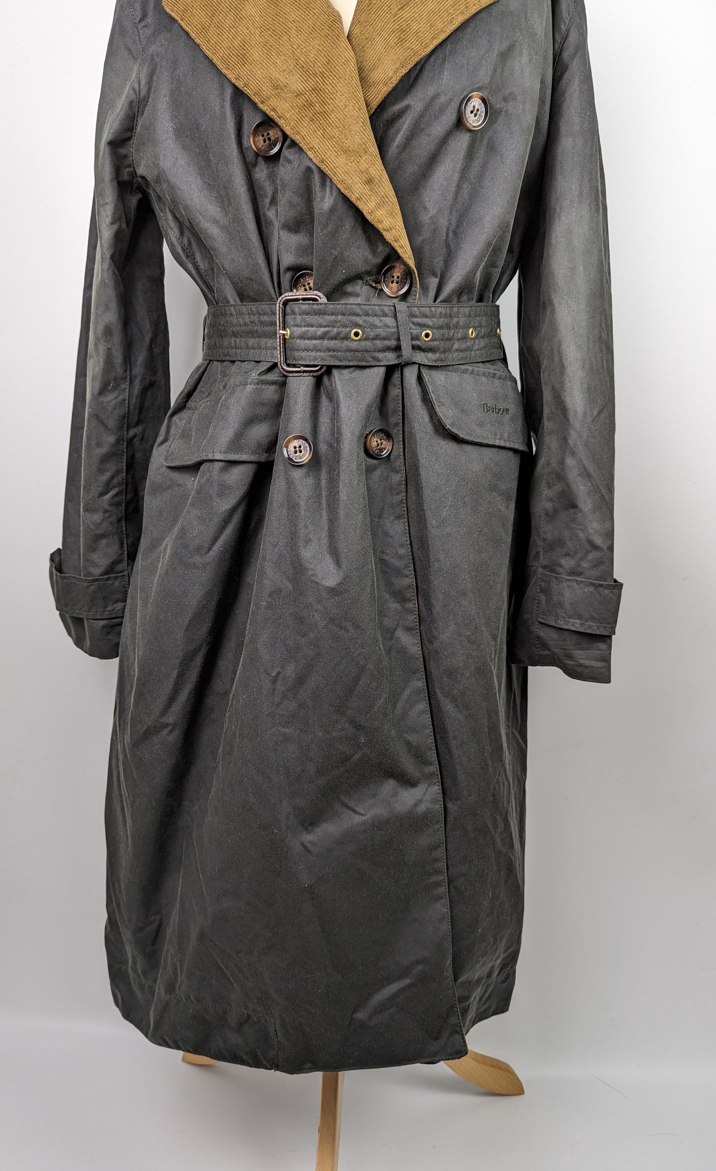 BARBOUR Womens Simone Wax Jacket - Black/ Sage Tartan