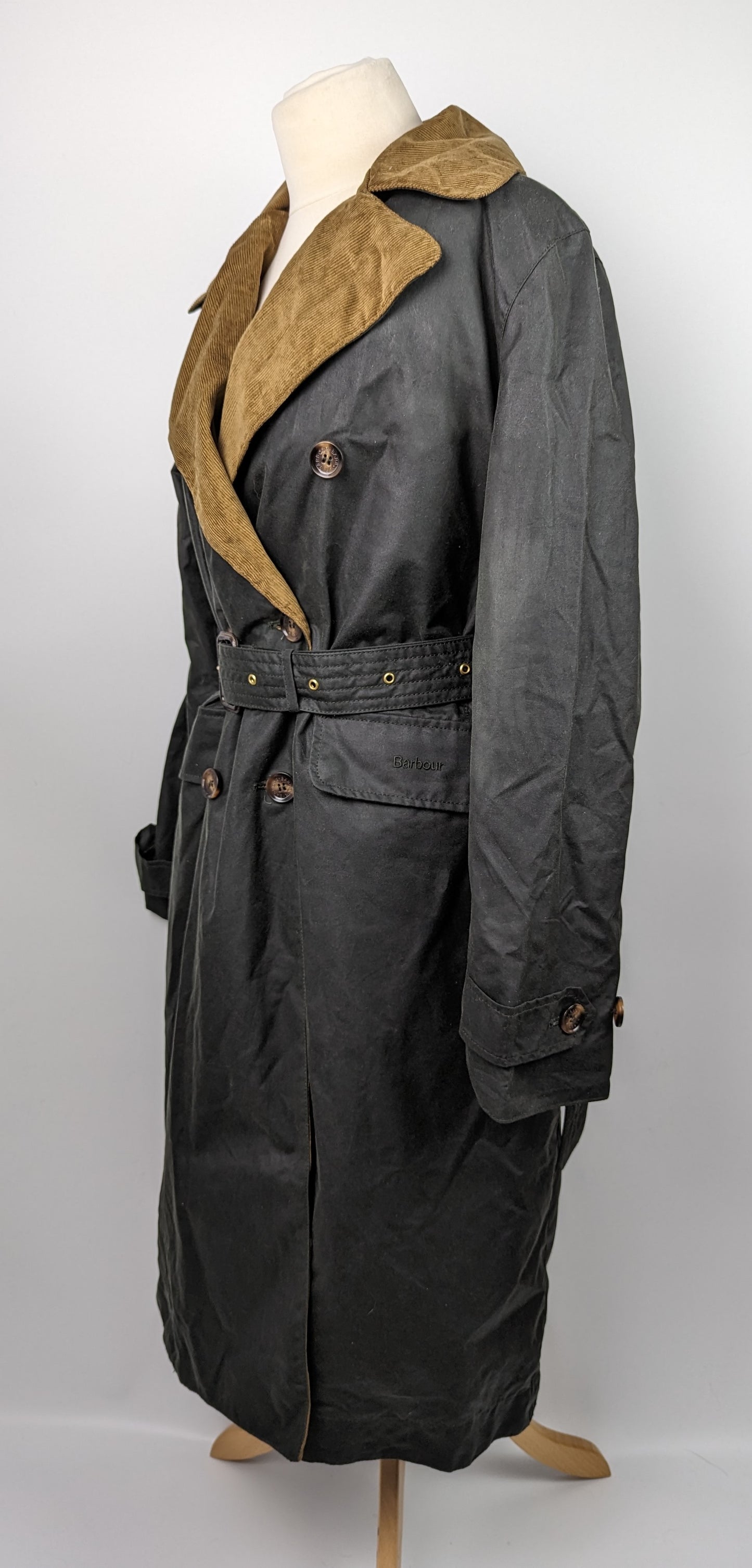 BARBOUR Womens Simone Wax Jacket - Black/ Sage Tartan