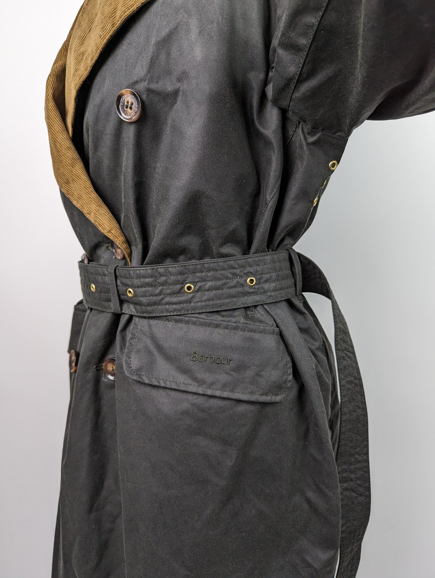 BARBOUR Womens Simone Wax Jacket - Black/ Sage Tartan