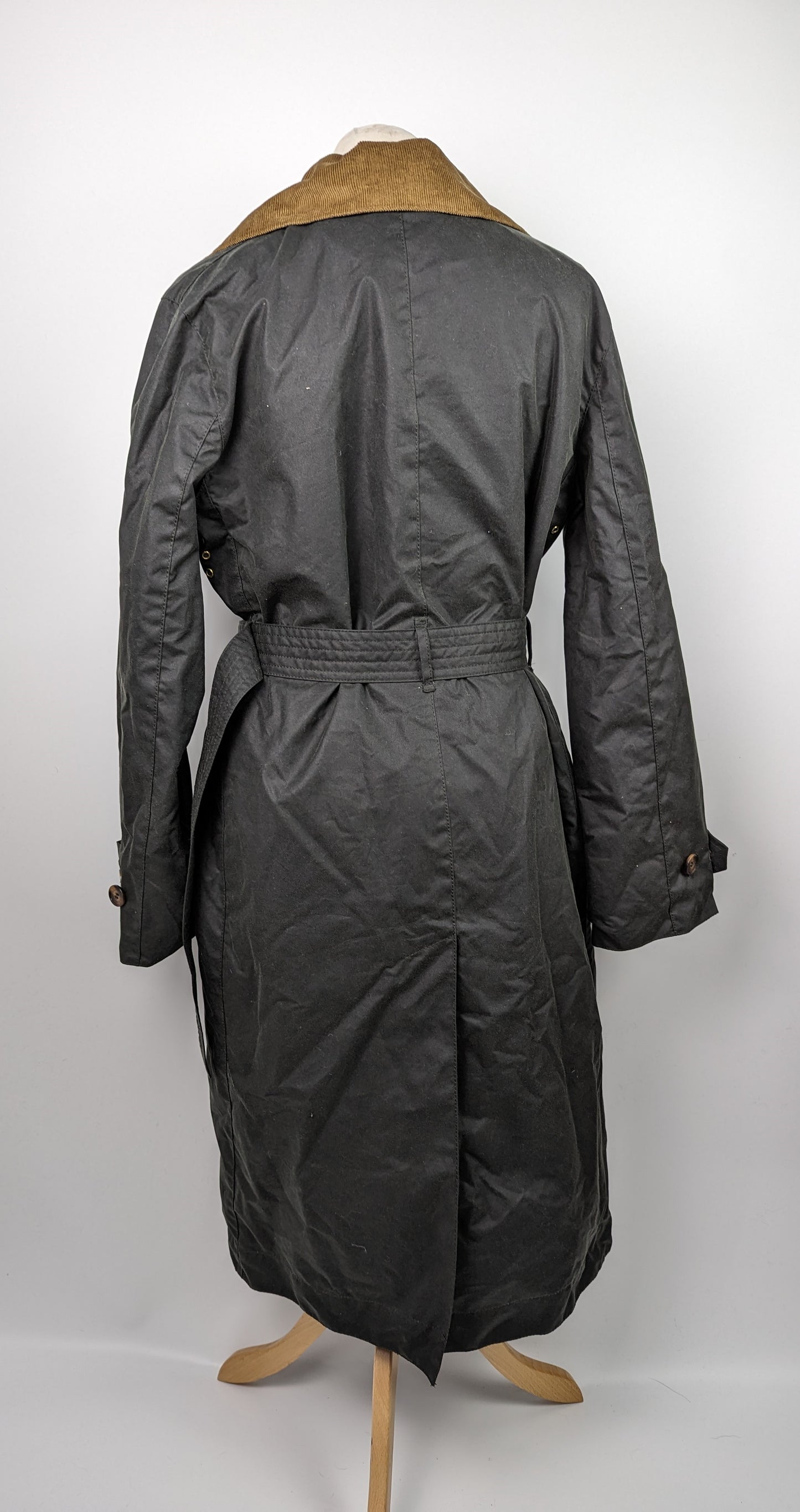 BARBOUR Womens Simone Wax Jacket - Black/ Sage Tartan