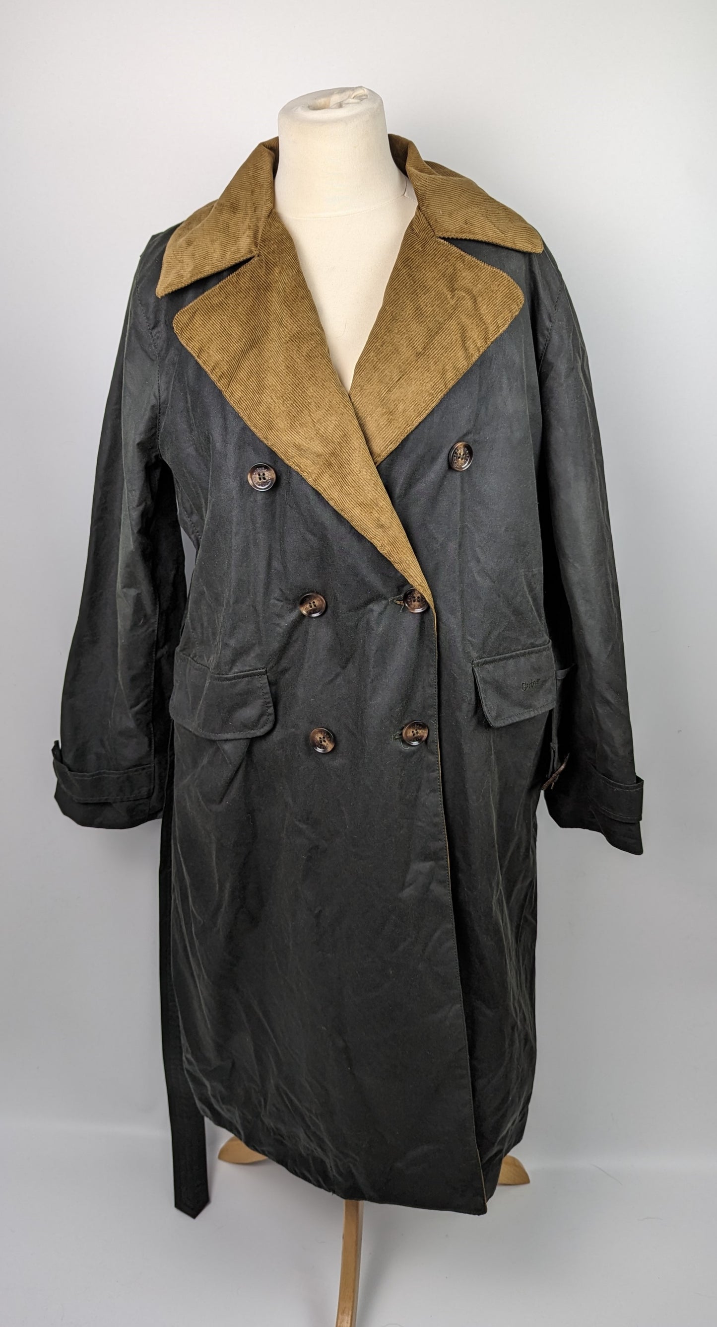 BARBOUR Womens Simone Wax Jacket - Black/ Sage Tartan