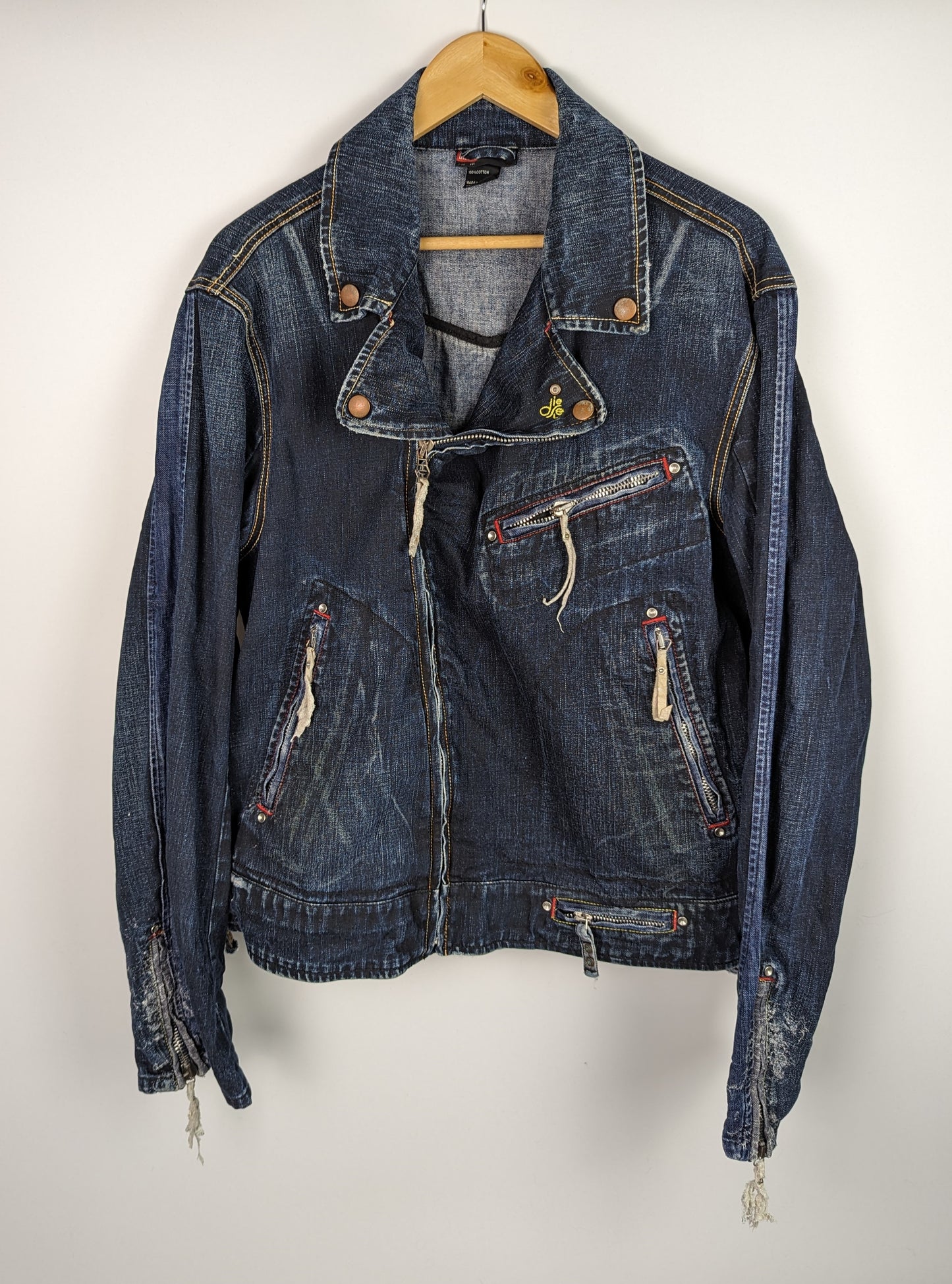 DIESEL mens doube Denim Biker Jacket - Blue