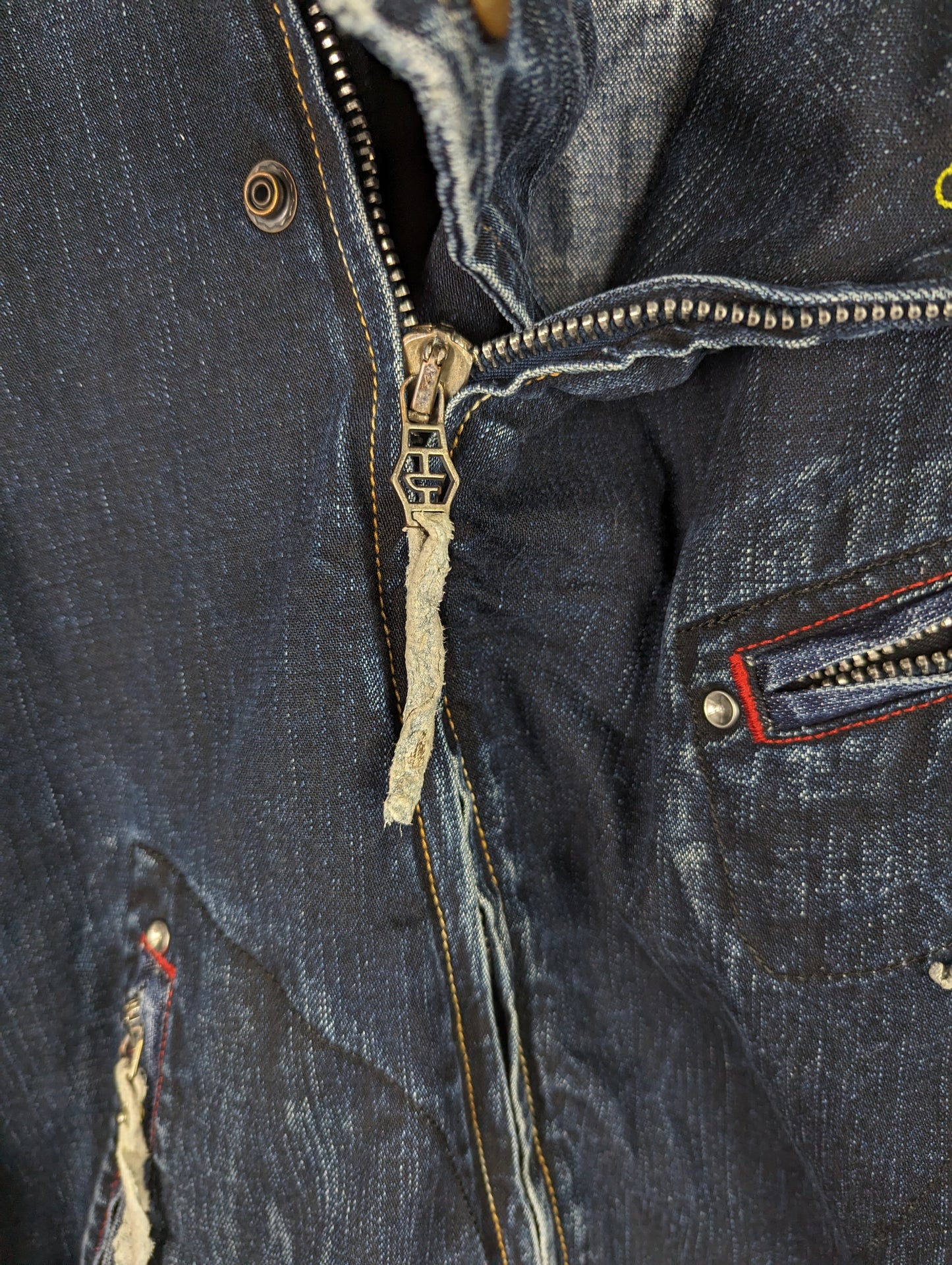 DIESEL mens doube Denim Biker Jacket - Blue